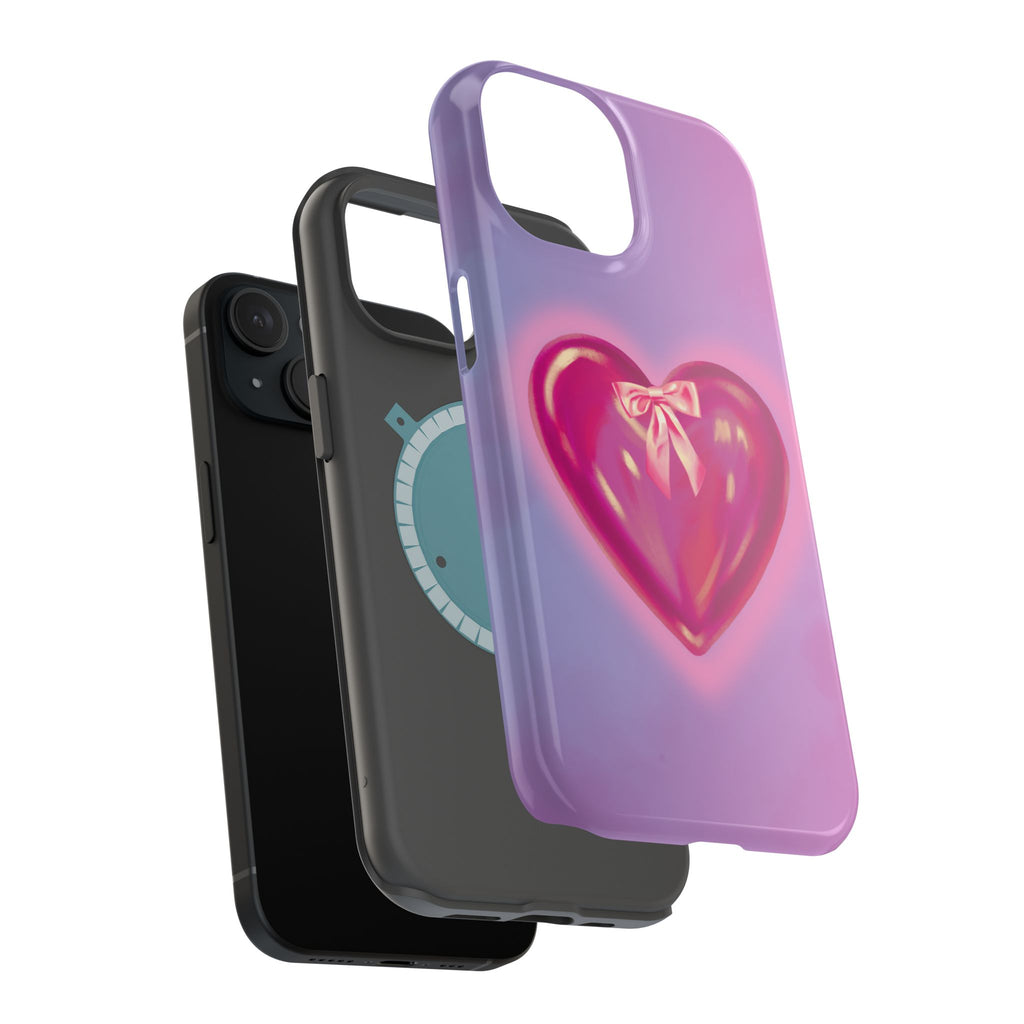 Magnetic Impact-Resistant Case — Pink Shiny Heart Phone Cover
