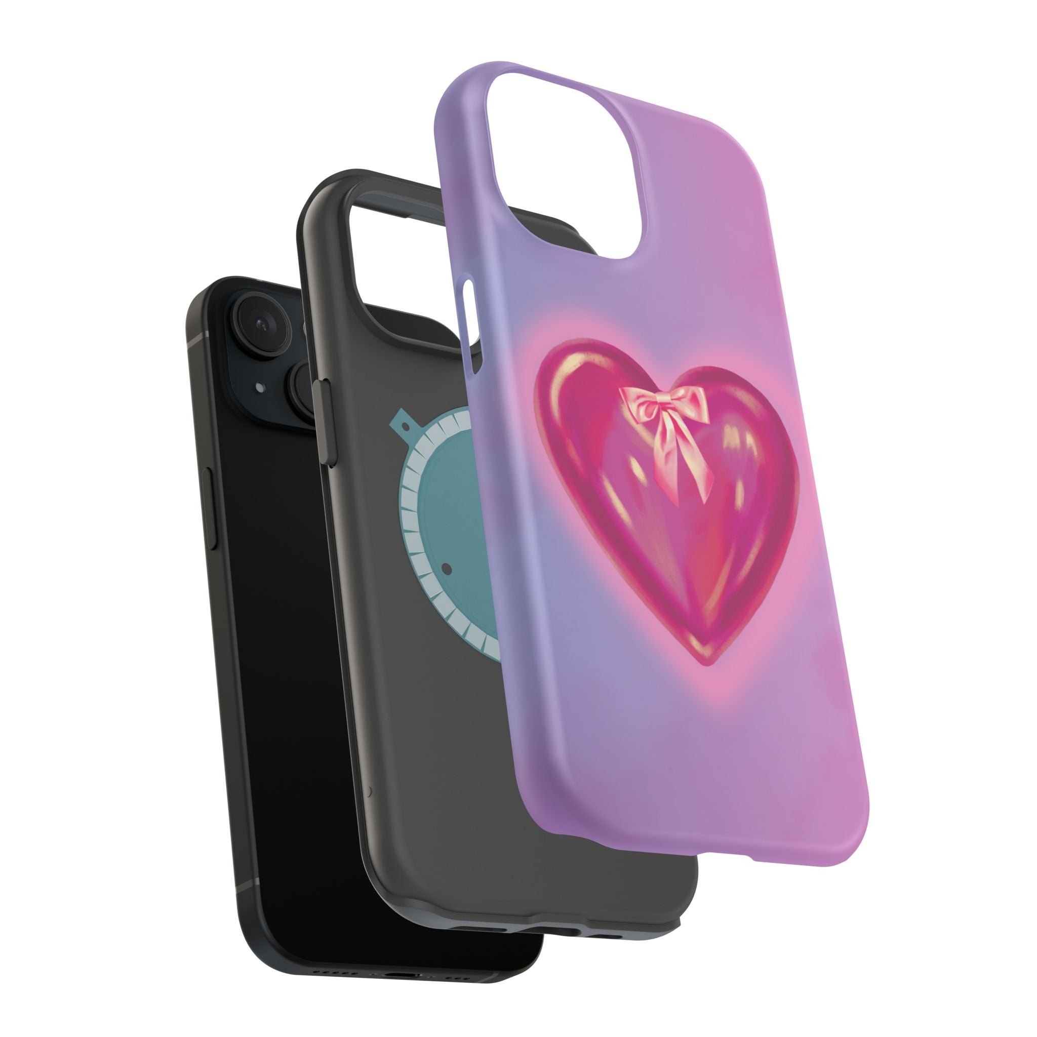 Magnetic Impact-Resistant Case — Pink Shiny Heart Phone Cover