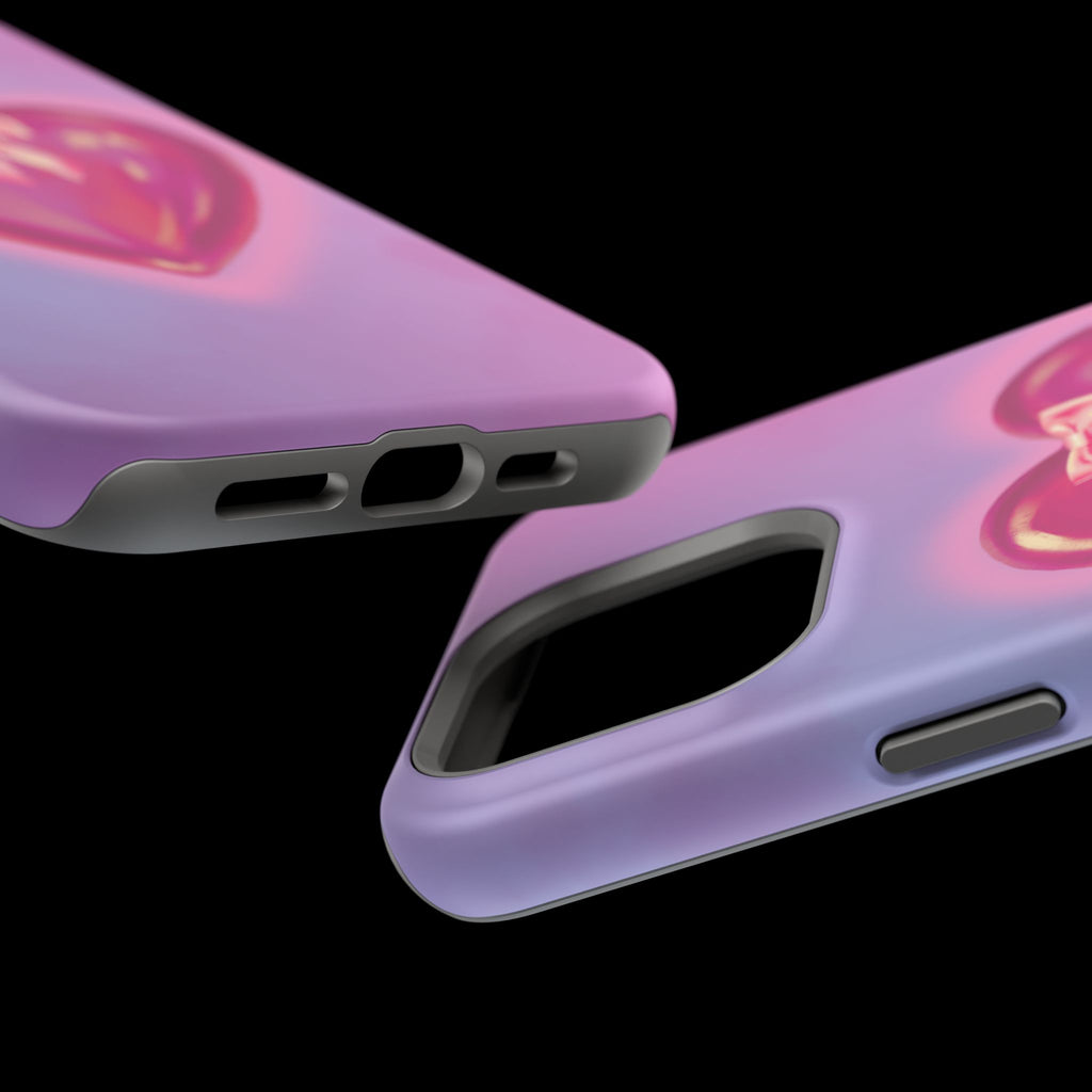 Magnetic Impact-Resistant Case — Pink Shiny Heart Phone Cover