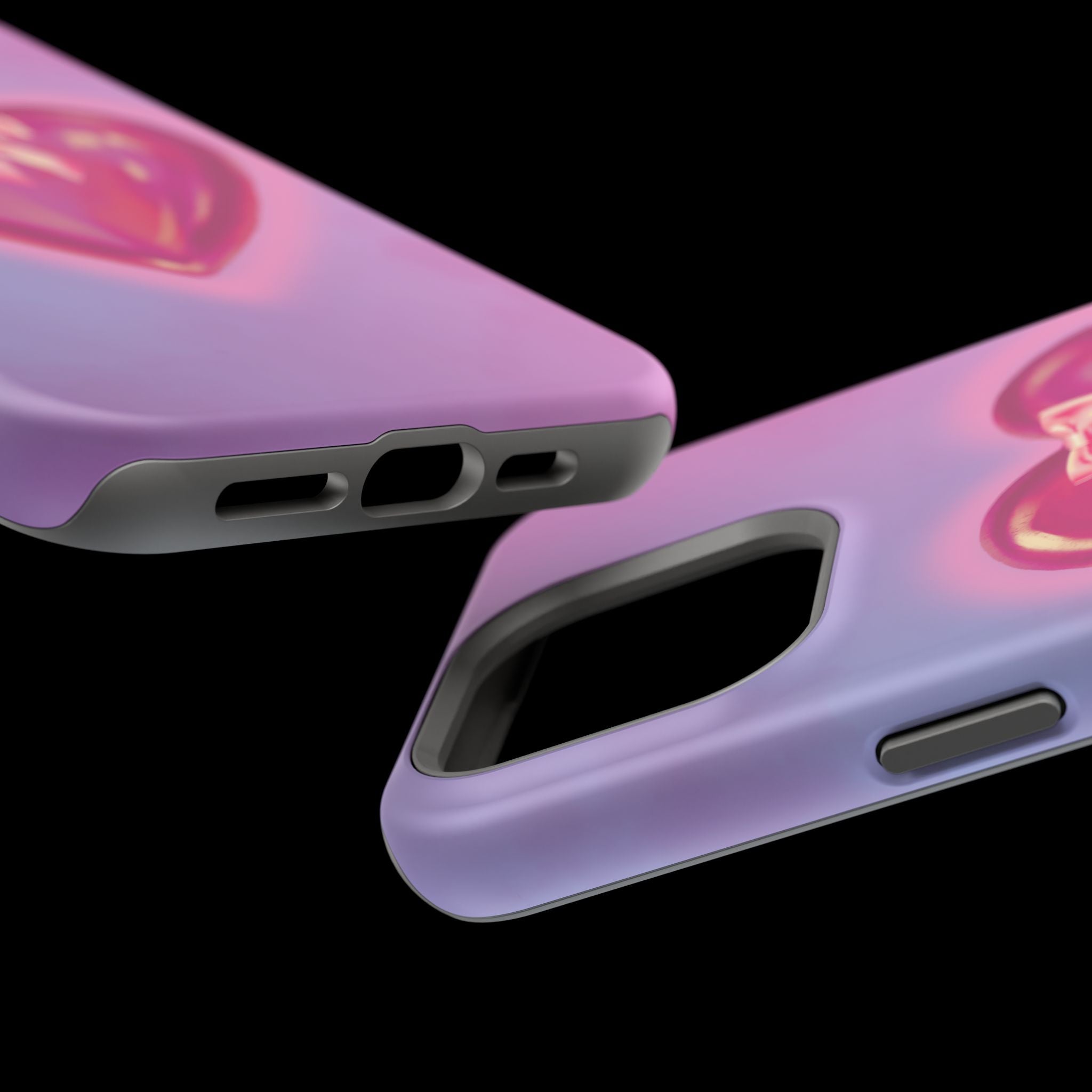 Magnetic Impact-Resistant Case — Pink Shiny Heart Phone Cover
