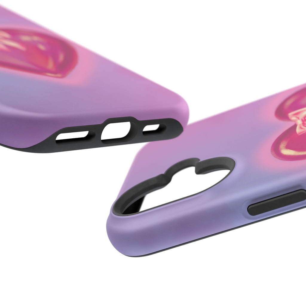 Magnetic Impact-Resistant Case — Pink Shiny Heart Phone Cover