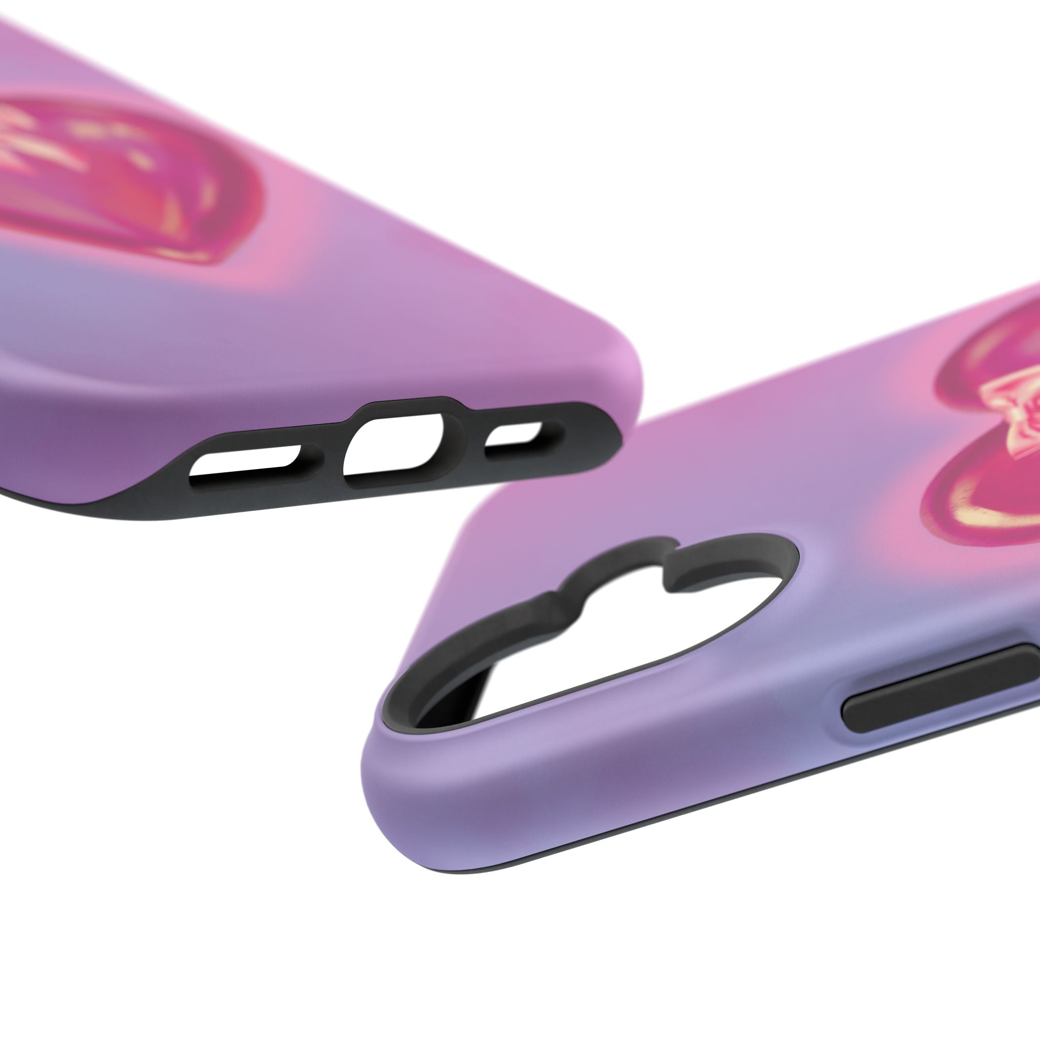 Magnetic Impact-Resistant Case — Pink Shiny Heart Phone Cover