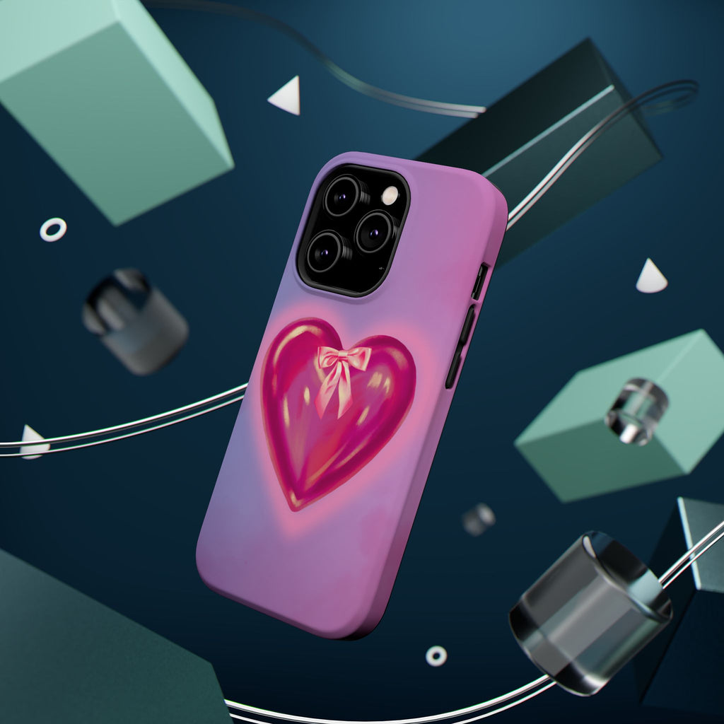 Magnetic Impact-Resistant Case — Pink Shiny Heart Phone Cover