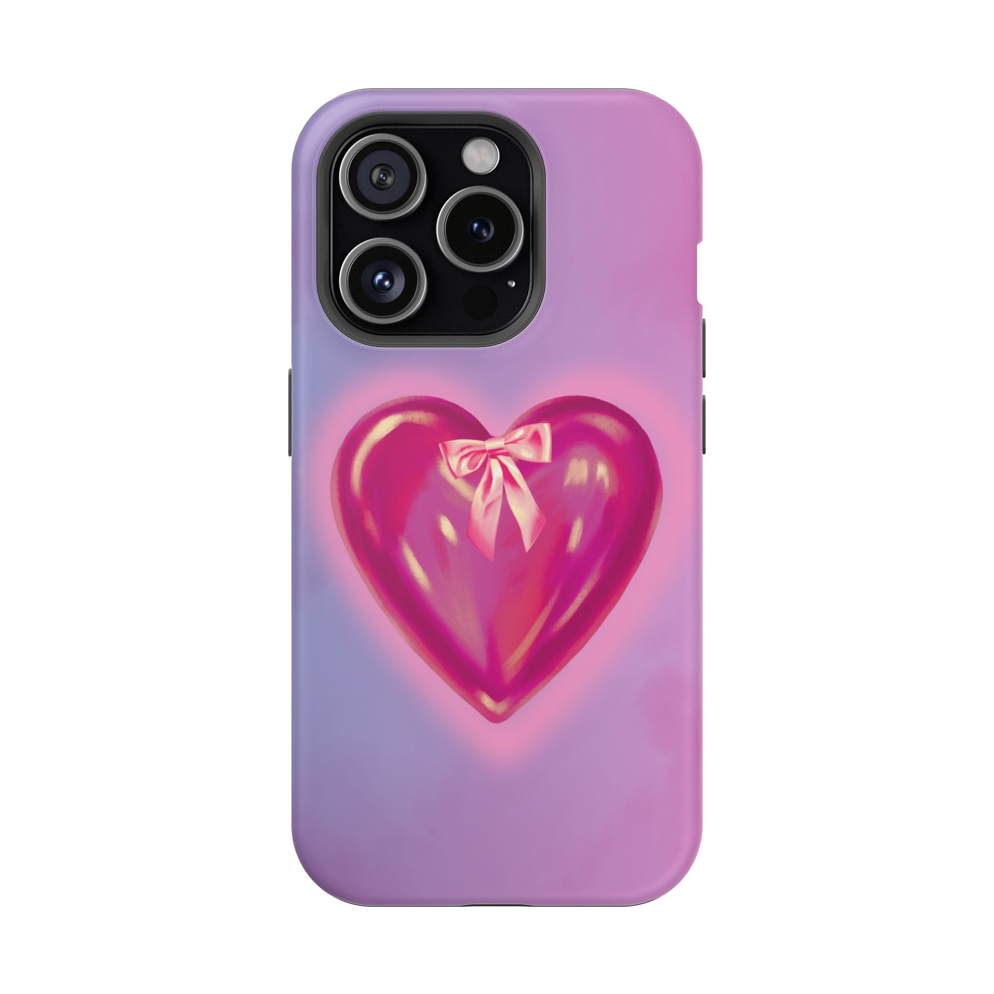 Magnetic Impact-Resistant Case — Pink Shiny Heart Phone Cover