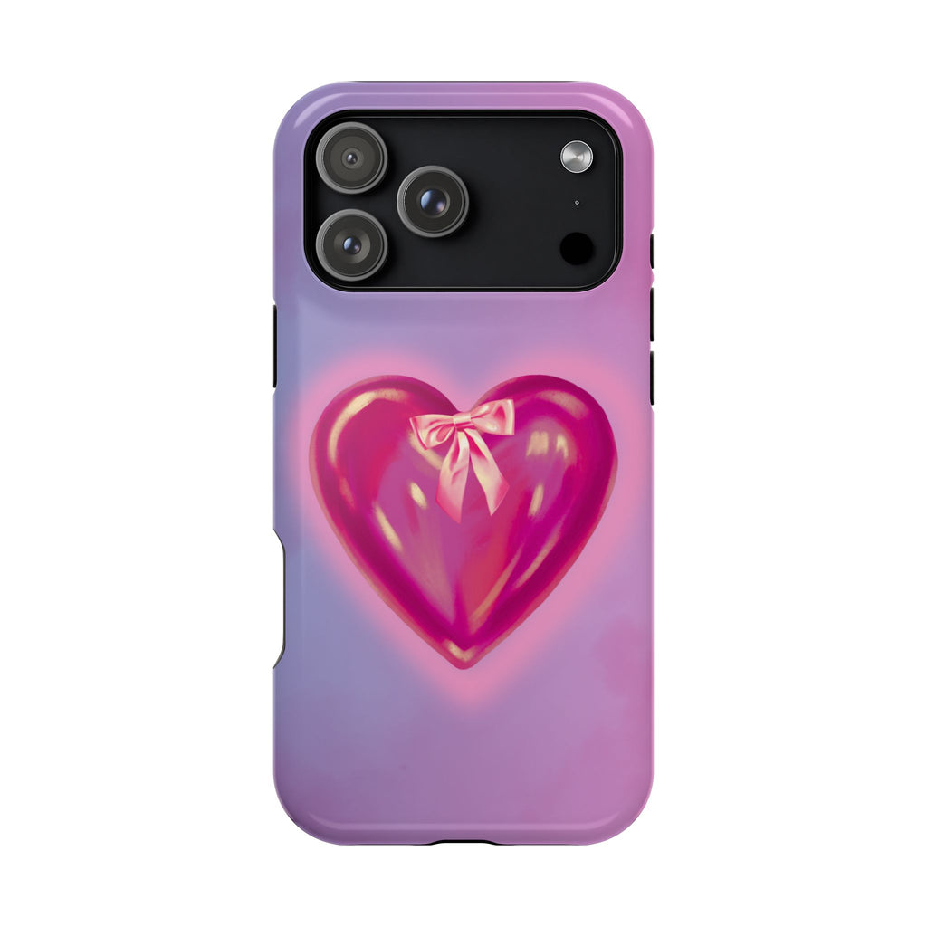Magnetic Impact-Resistant Case — Pink Shiny Heart Phone Cover