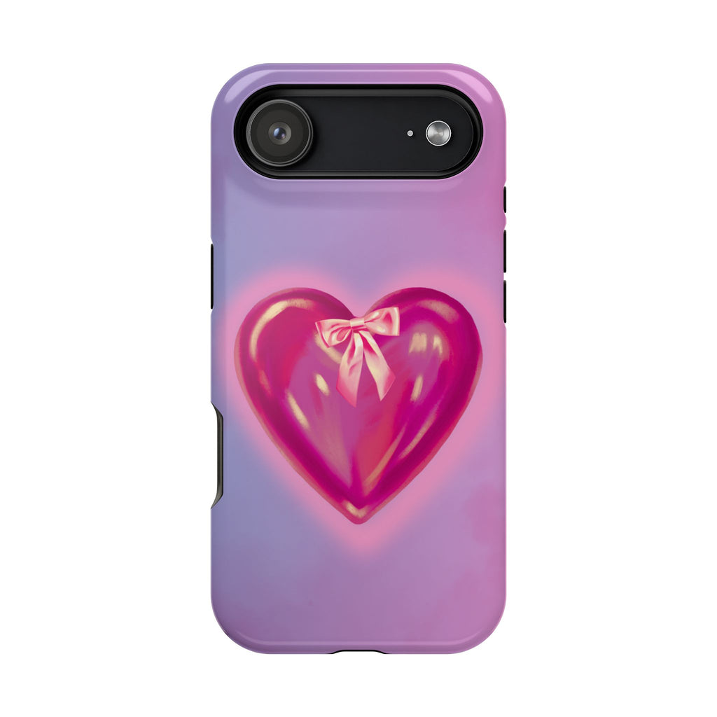 Magnetic Impact-Resistant Case — Pink Shiny Heart Phone Cover