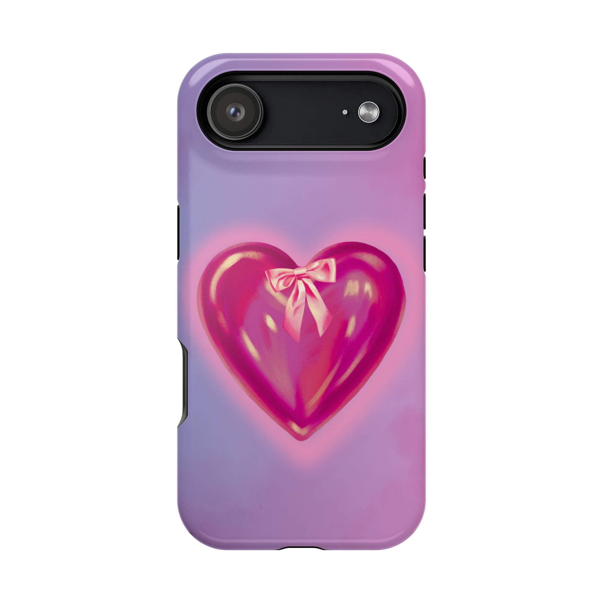 Magnetic Impact-Resistant Case — Pink Shiny Heart Phone Cover