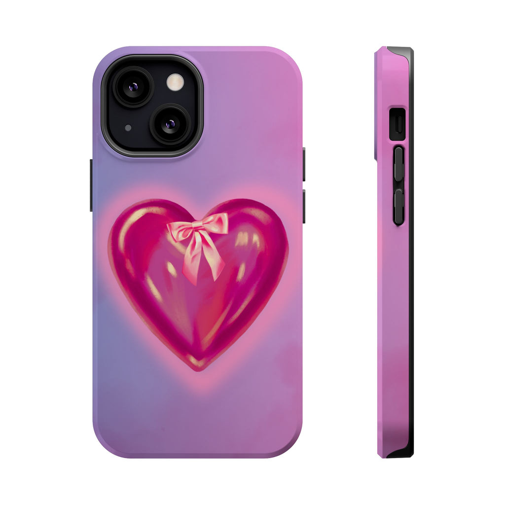 Magnetic Impact-Resistant Case — Pink Shiny Heart Phone Cover