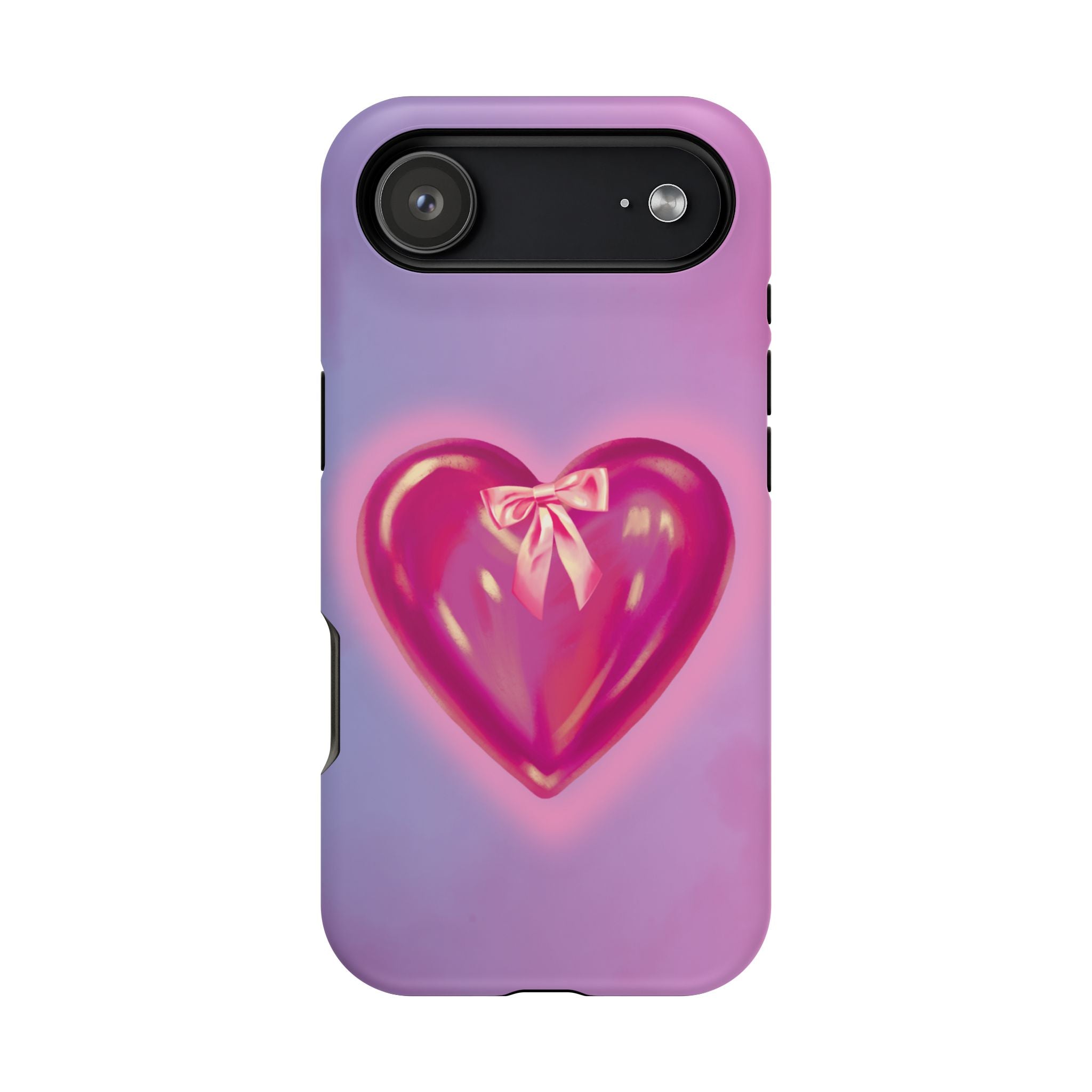 Magnetic Impact-Resistant Case — Pink Shiny Heart Phone Cover