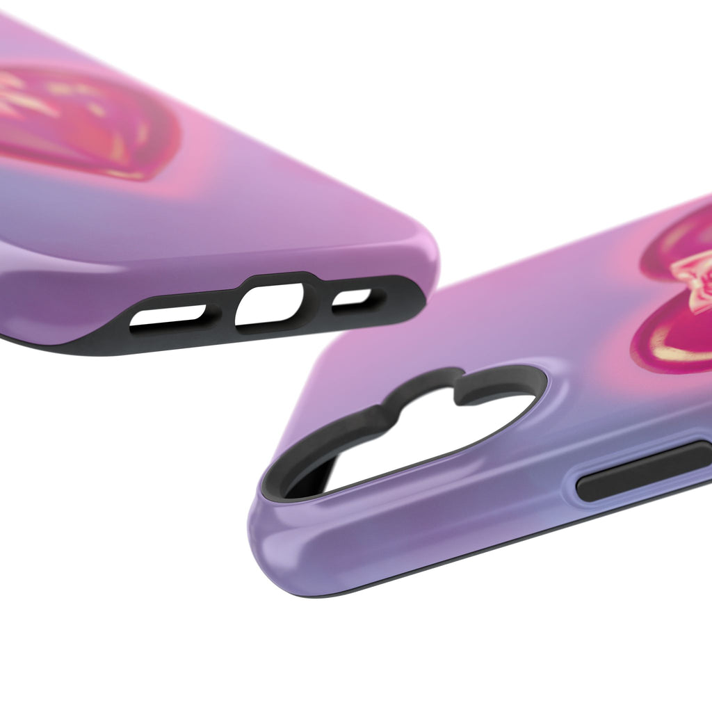 Magnetic Impact-Resistant Case — Pink Shiny Heart Phone Cover