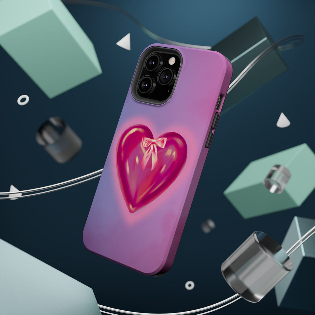 Magnetic Impact-Resistant Case — Pink Shiny Heart Phone Cover