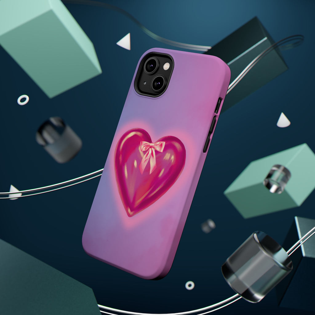 Magnetic Impact-Resistant Case — Pink Shiny Heart Phone Cover