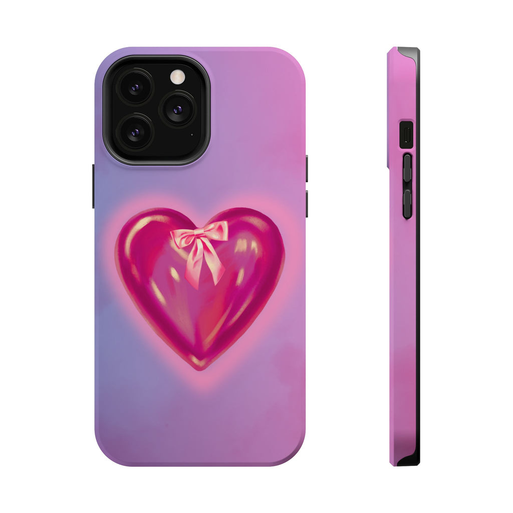 Magnetic Impact-Resistant Case — Pink Shiny Heart Phone Cover