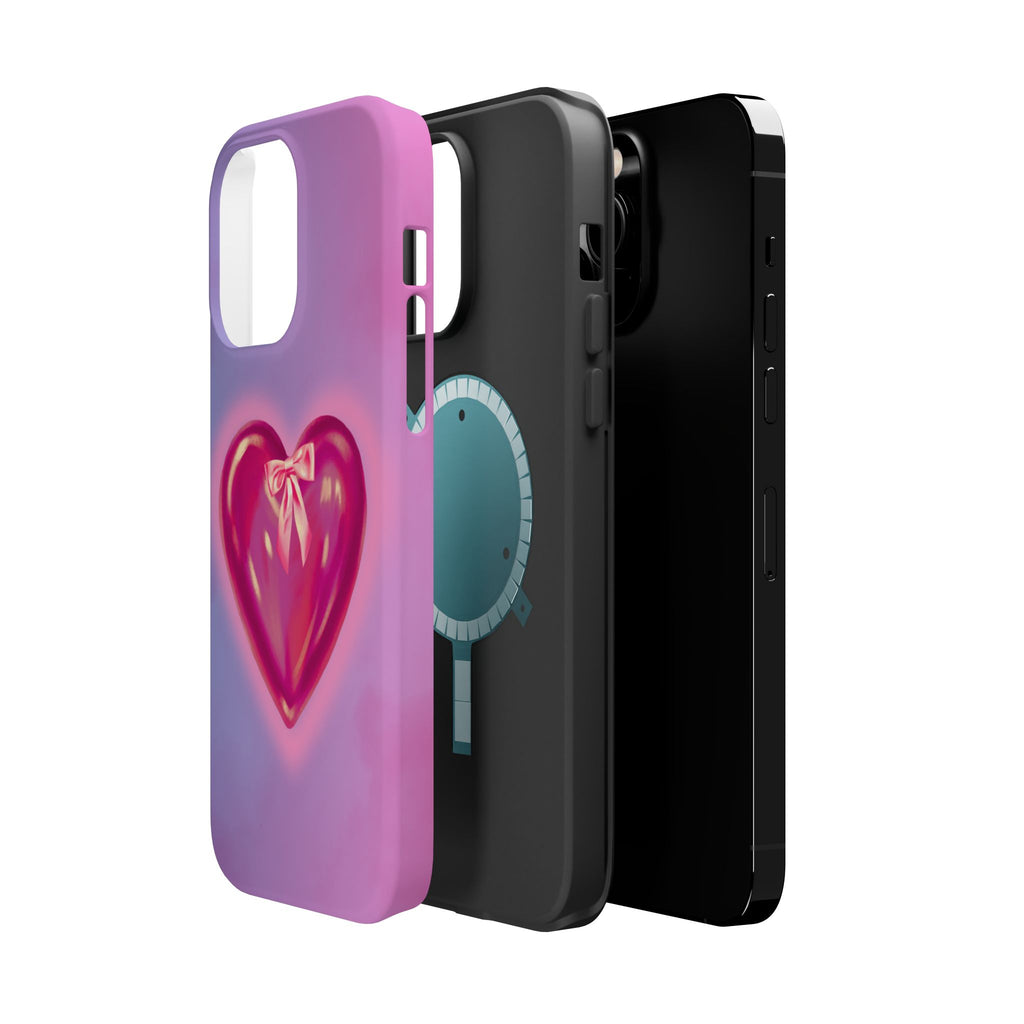 Magnetic Impact-Resistant Case — Pink Shiny Heart Phone Cover