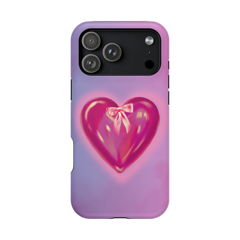 Magnetic Impact-Resistant Case — Pink Shiny Heart Phone Cover