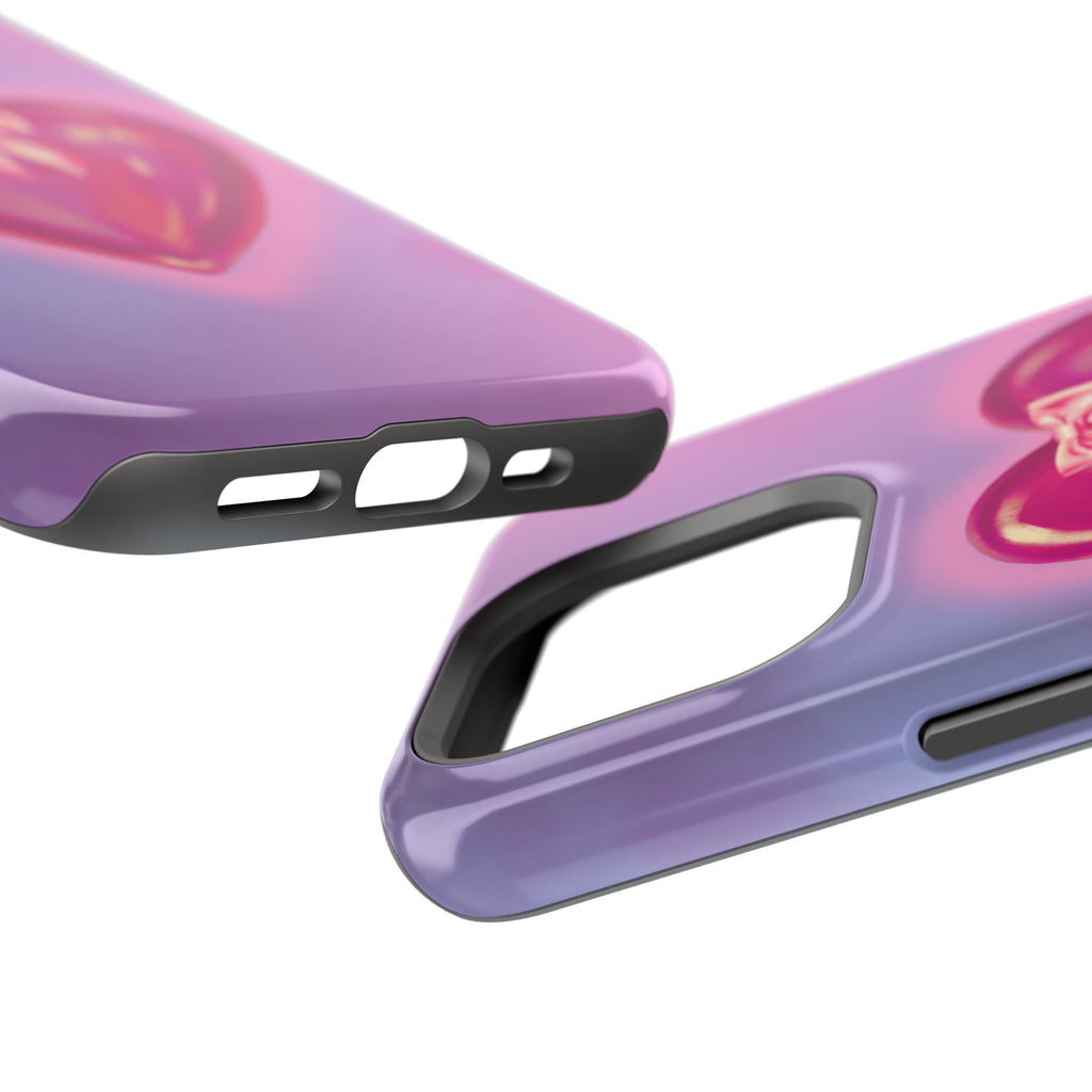 Magnetic Impact-Resistant Case — Pink Shiny Heart Phone Cover