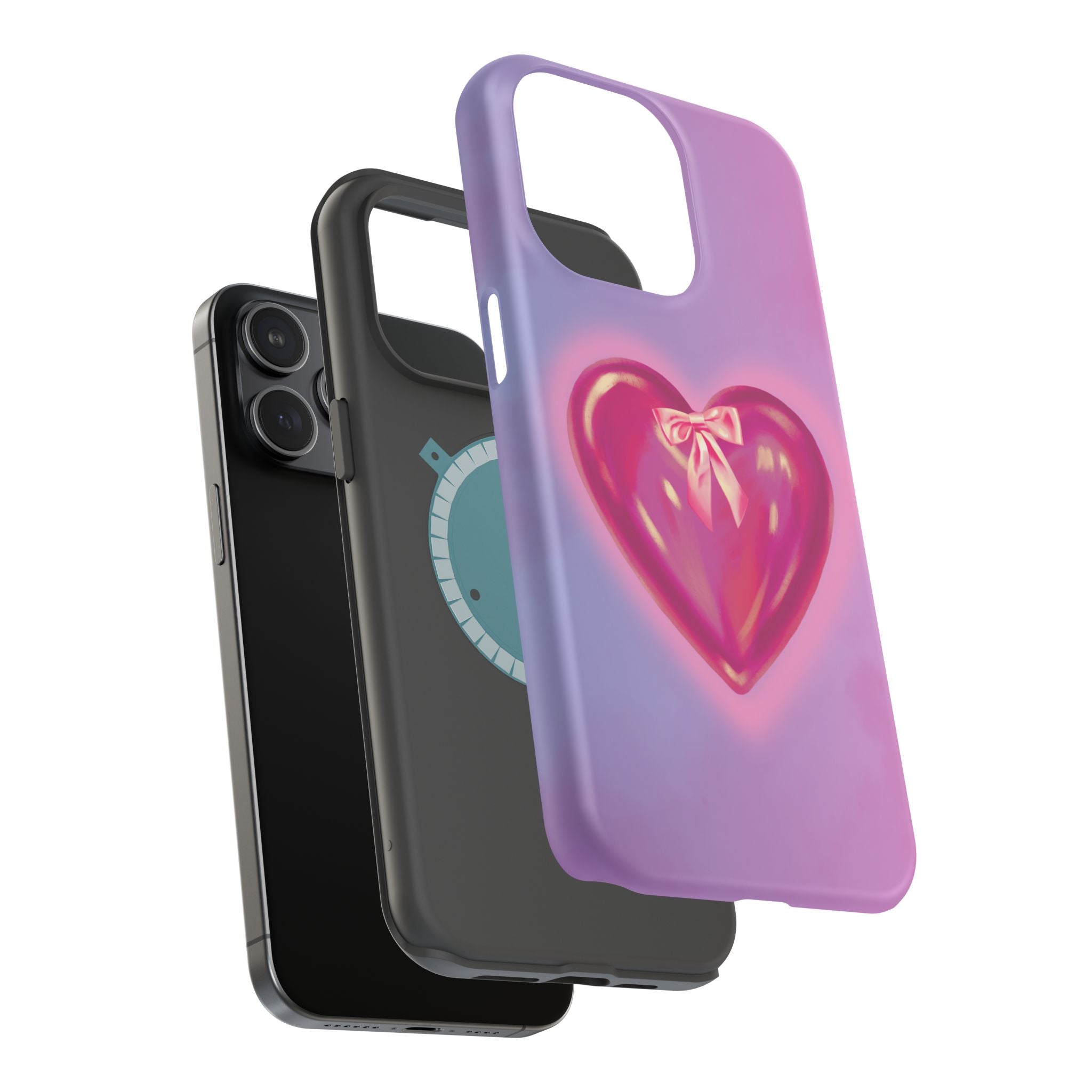 Magnetic Impact-Resistant Case — Pink Shiny Heart Phone Cover