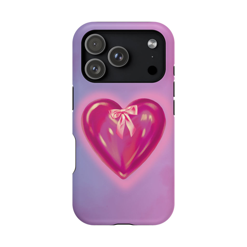 Magnetic Impact-Resistant Case — Pink Shiny Heart Phone Cover