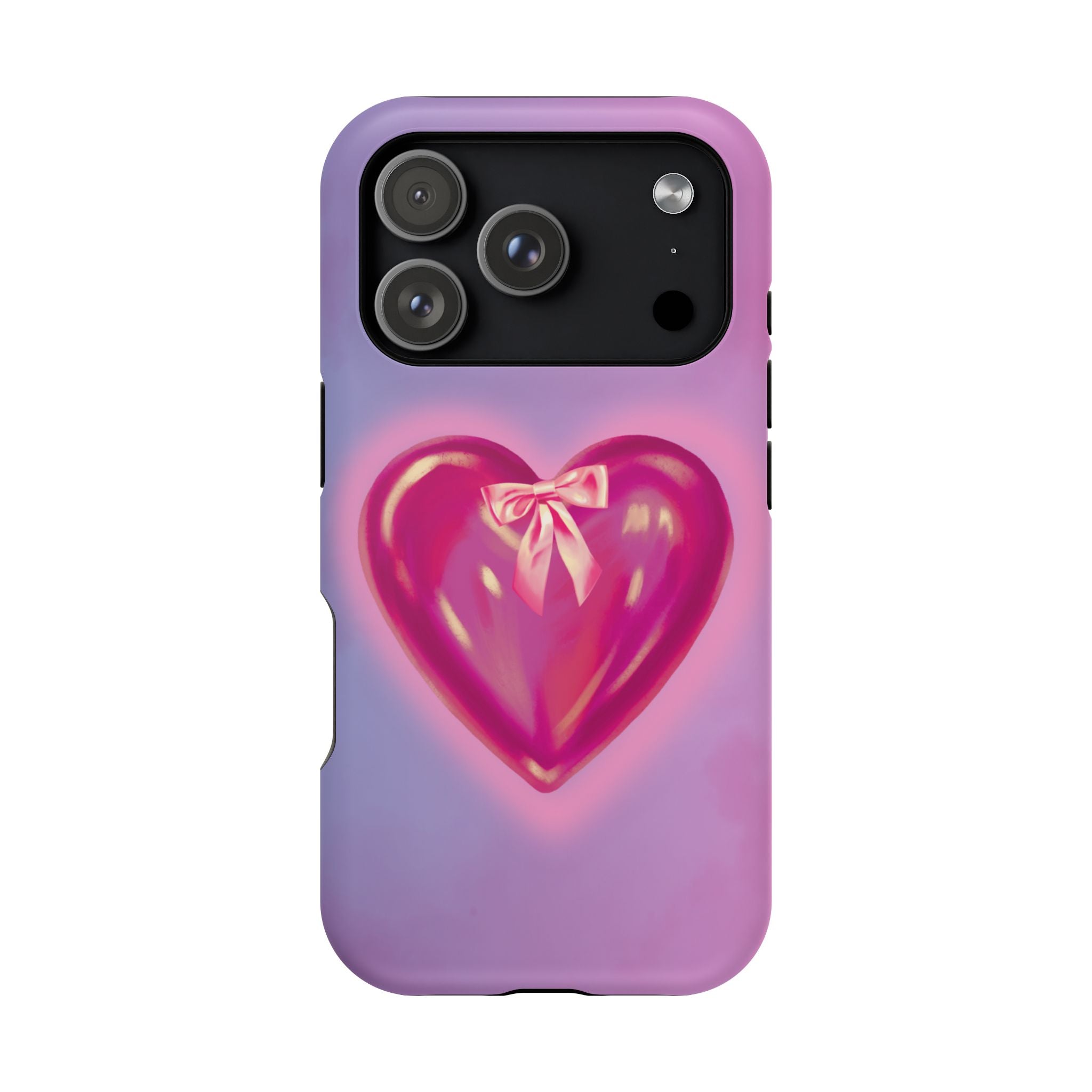 Magnetic Impact-Resistant Case — Pink Shiny Heart Phone Cover