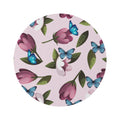 Floral Butterfly Round Rug — Pink Tulip Pattern Accent Mat