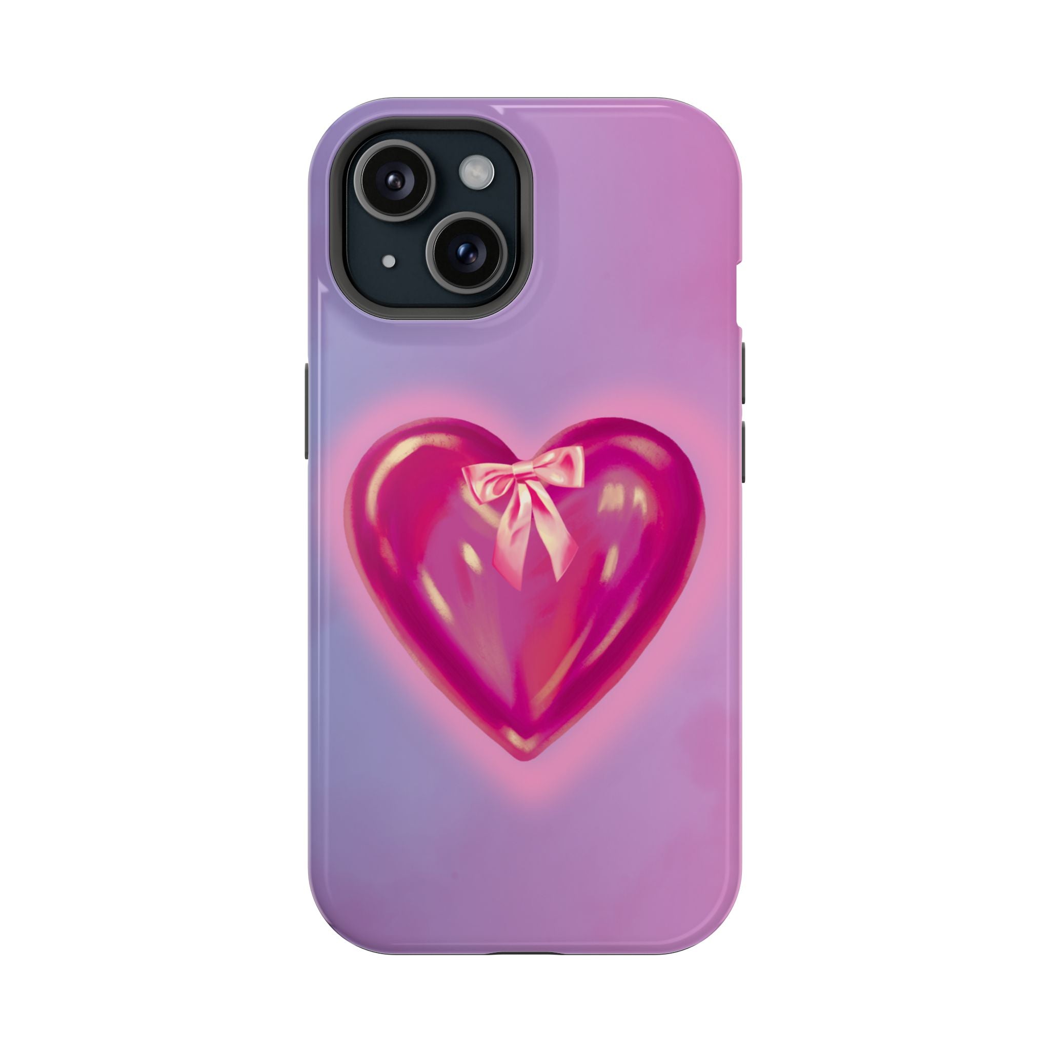 Magnetic Impact-Resistant Case — Pink Shiny Heart Phone Cover