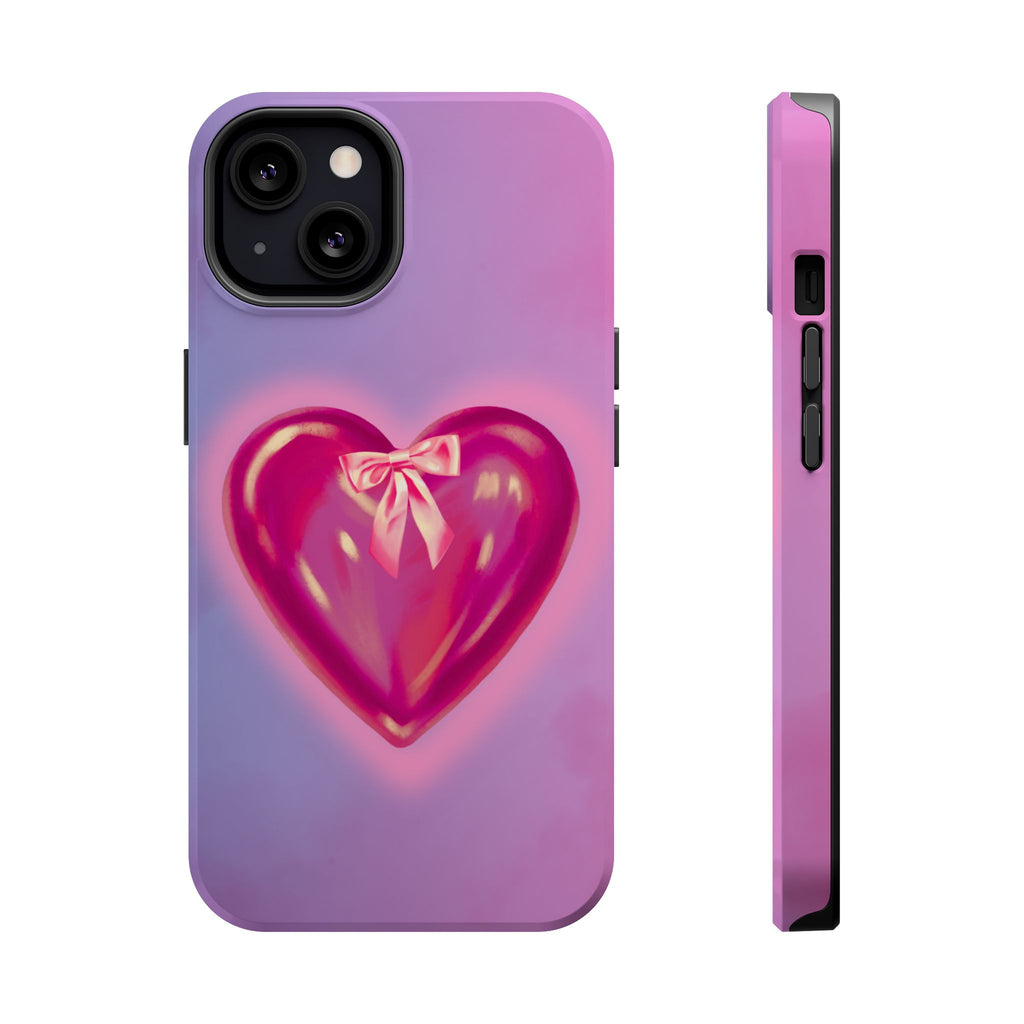 Magnetic Impact-Resistant Case — Pink Shiny Heart Phone Cover