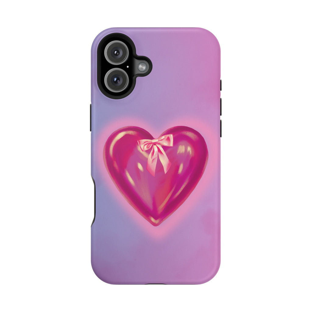 Magnetic Impact-Resistant Case — Pink Shiny Heart Phone Cover