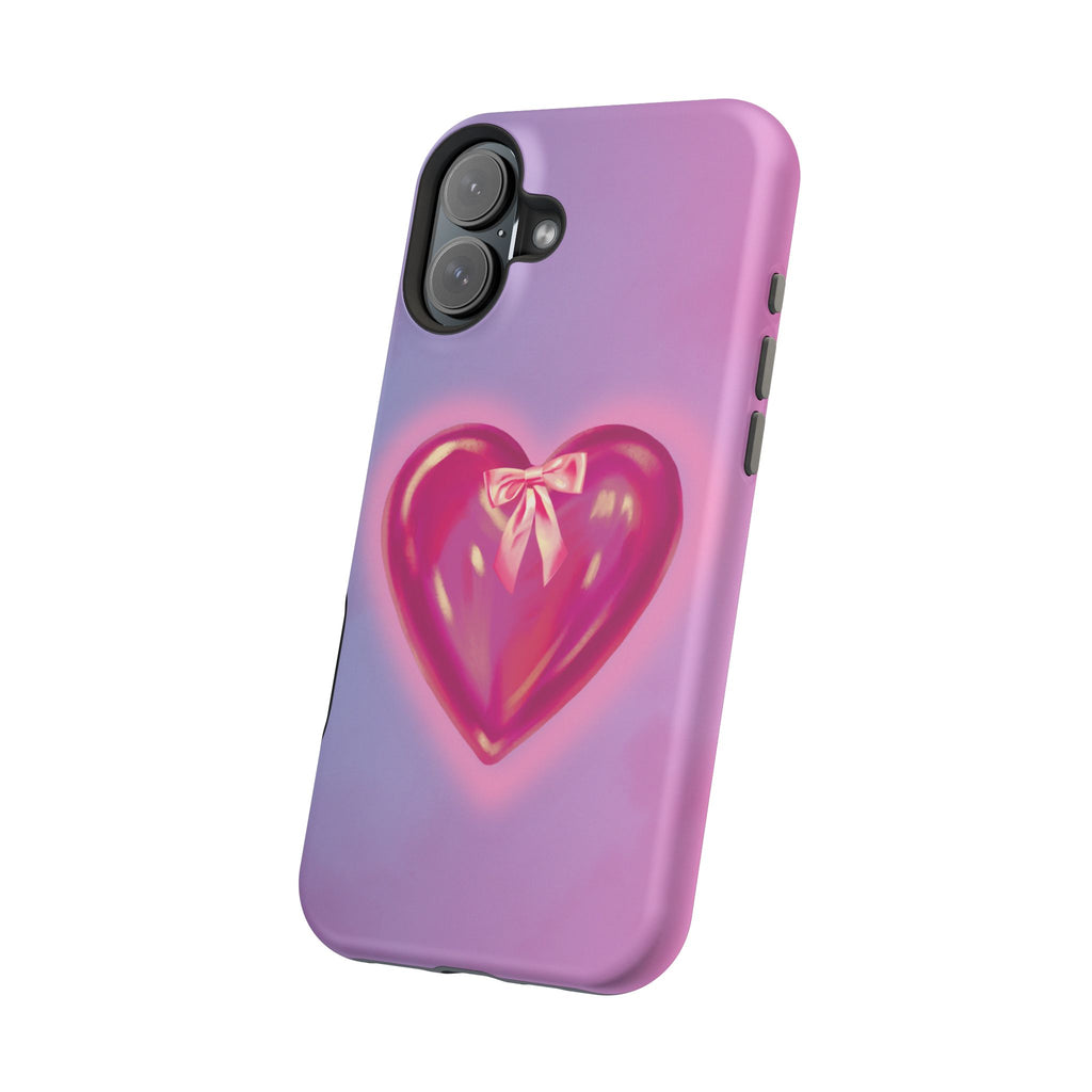 Magnetic Impact-Resistant Case — Pink Shiny Heart Phone Cover